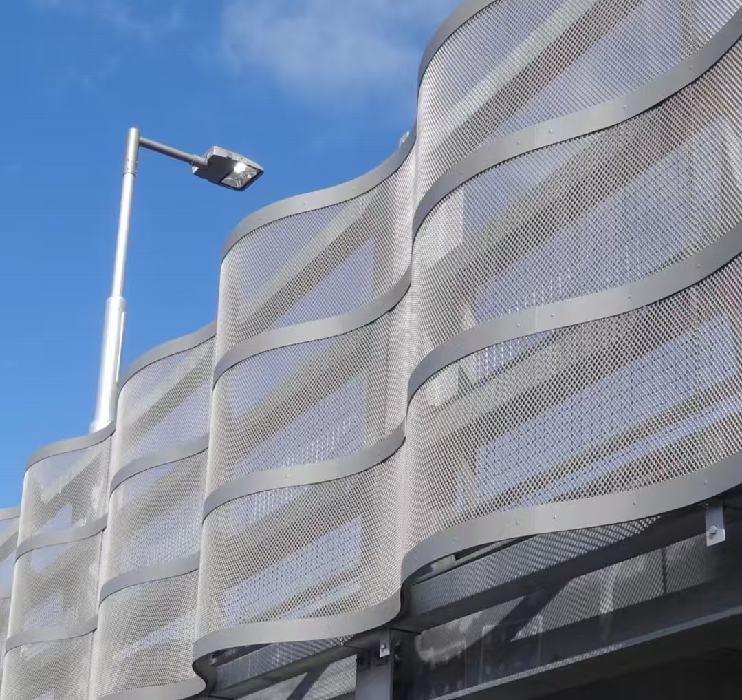 Metal mesh parking garage screen